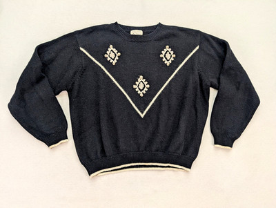 Lady Devon Vintage 80s Women's Sweater Size 3X Black Crewneck Pullover
