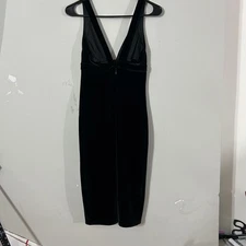 Express Black Velvet V Neck Sheath Midi Dress Size 0 Made in Philippines