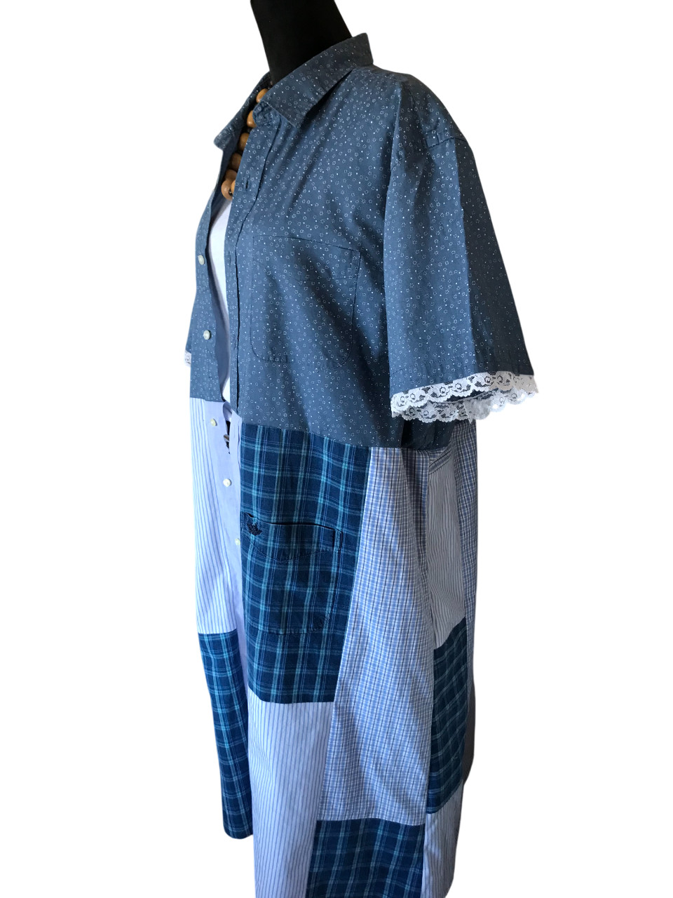 Upcycled Boho Button-Down Duster, Handmade Patchw… - image 4