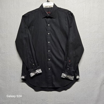Robert Graham Men's Button Up Black Paisley Shirt Size M