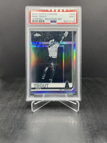 2019 Bowman Chrome Mike Trout Jumping Variation Negative Refractor PSA 9 #200