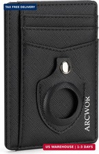 AirTag Holder Slim Wallet Mens RFID Minimalist Front Pocket 14 Card No Spring