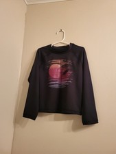 Big Chill Girls Rash Guard Size 6 UPF 50 Sunset Graphic Black Pink Purple