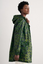 Seasalt Women's Regular Pack-It Waterproof Jacket Floral Cutout Forest Green