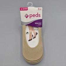 Peds Ultra Low Liner Gel Tab Socks Shoe Size 5-10 3 Pack Nude