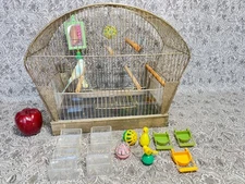 Antique Art Deco Hendryx Birdcage with Accessories MCM 17x9x14 Bird House Prevue