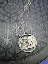 Vintage 1972 Presidential Election Nixon Campaign Elephant Necklace Republican