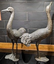 Stunning Pair of VERY LARGE Bronze Emu Sculptures. Bronze Garden Statues 23" 🎁