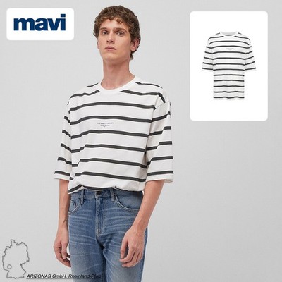 Mavi Gestreiftes Herren-T-Shirt mit kurzem Ärmel und Rundhalsausschnitt