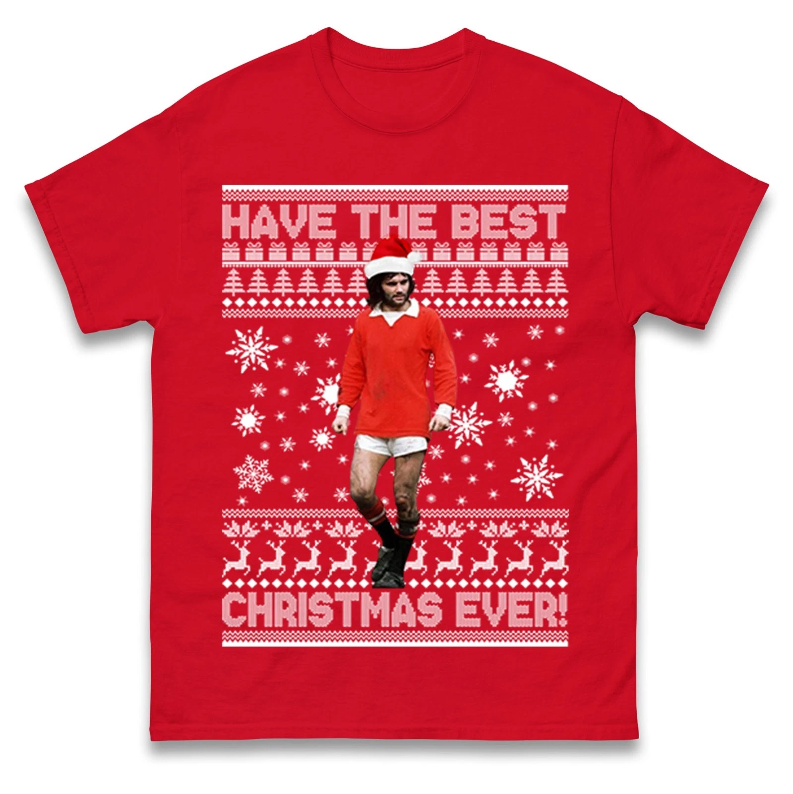 George Best Christmas T-Shirt Retro Football Festive Tee
