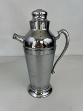 Vintage Art Deco MCM Nasco Chrome Stainless Footed Bar Martini Pitcher Shaker