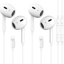 2 Packs- Wired Headphones for iPhone Earbuds Built-in Microphone  White