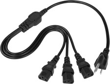 Computer Power Splitter Cord,18Awg 10A 125V NEMA 5-15P to 3 X IEC320 C13 Power C