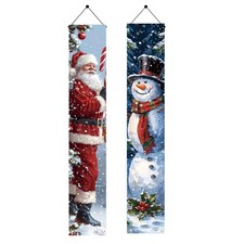 2PCS Christmas Porch Banners 71 x 12 Inch Santa and Snowman Door Decorations ...