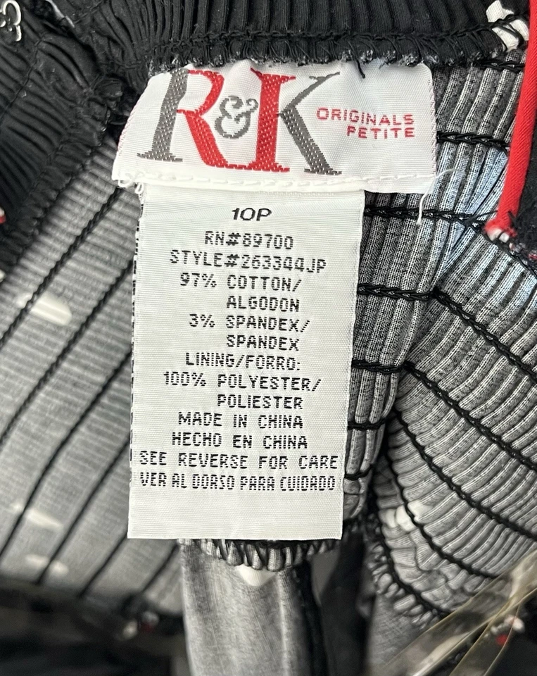 Vintage R&K Originals Sweetheart Dress Womens Size 10P Black White Red Polka Dot - Image 3 of 4