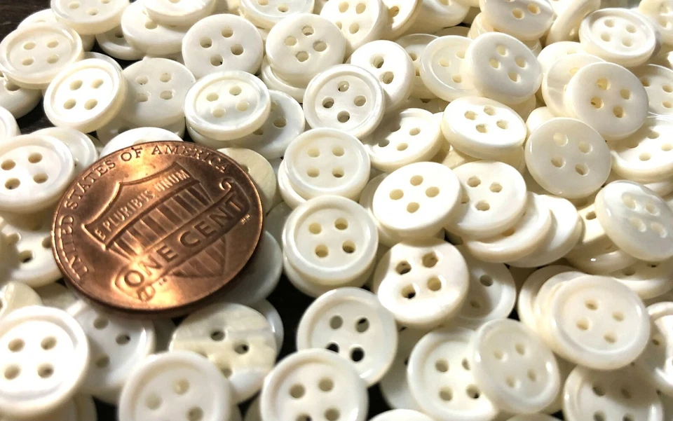 仅 8 件! 小奶油白色珍珠母拖把按钮几乎 3/8 英寸 9 毫米 11552 — 第 3/4 张图片