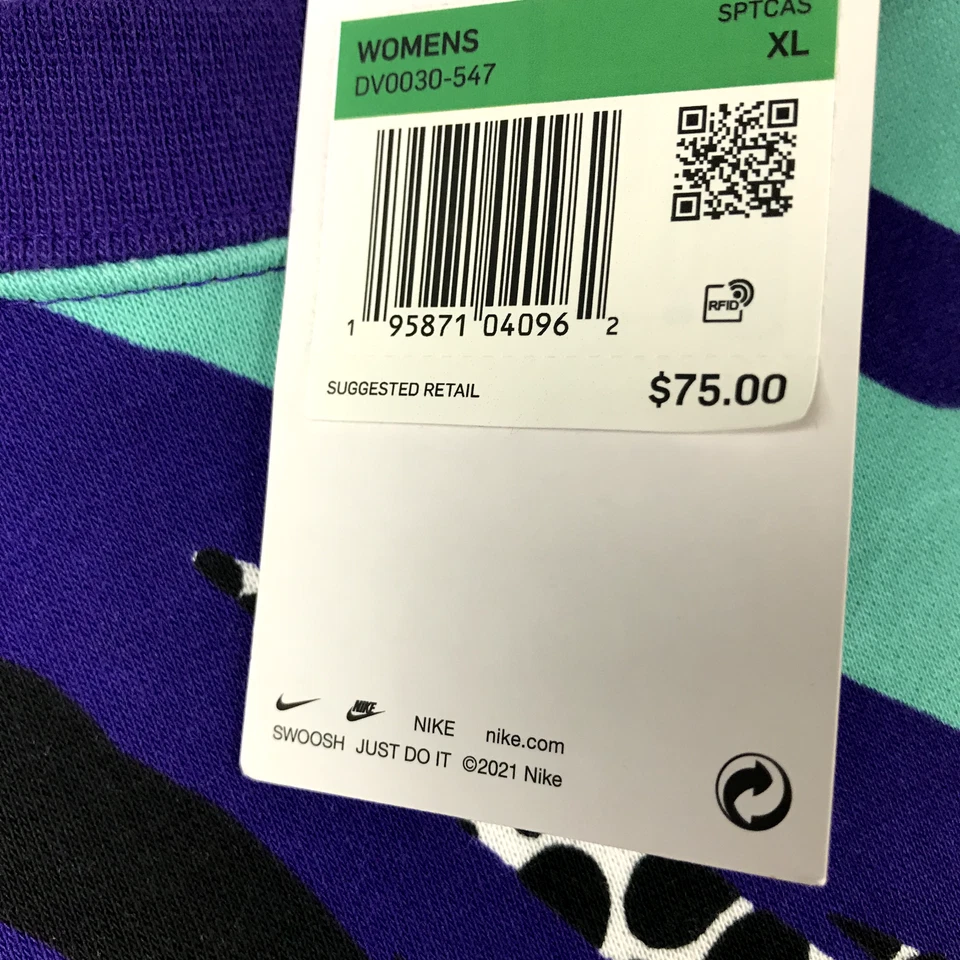 Nike Sudadera Mujer XL Azul Cuello Redondo Mangas Largas Pullover Recortado Top Nuevo con Etiquetas Foto 3 de 4