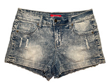 Guess Mid-Rise Distressed Vintage Acid Wash Hemmed Jean Shorts - 27