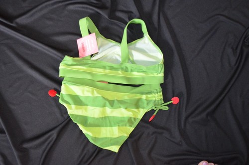 Gymboree CHERRY BABY Swimsuit 2 pc Green Stripe Swimsuit NWT 9 10 - Picture 2 of 3