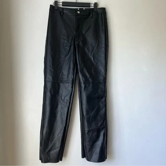 Princess Polly Macey Black Faux Leather Pants 6