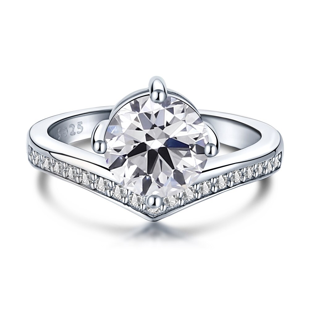 Sterling Silver Solitaire CZ Wedding Ring - Round Bezel Setting, Sizes 4-10, .925 Silver - View #8