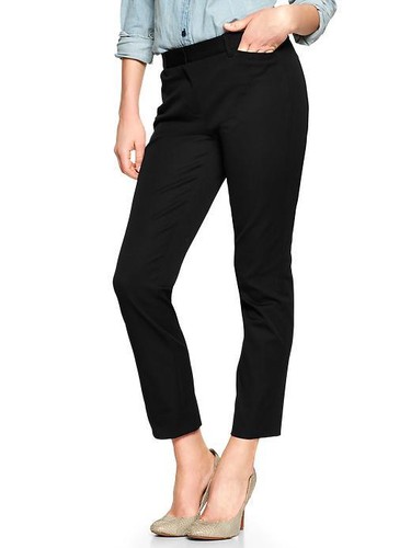 New Gap Women's Pleated Cropped Pants True Black Size L | eBay
