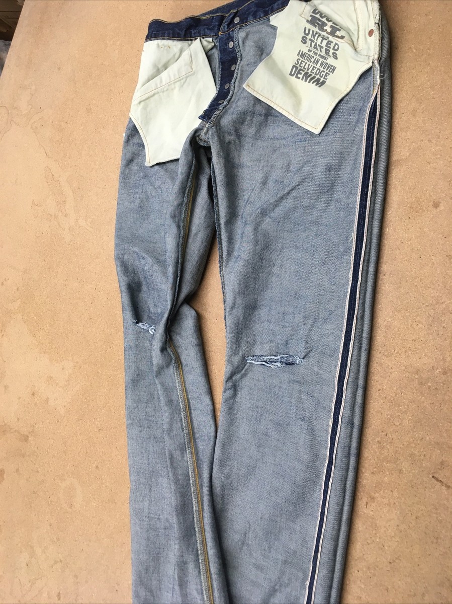 RRL Double RL low straight Jeans New distresed sz 32x34 American 