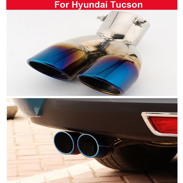 blue Stainless Dual Outlets Exhaust Muffler Tip For Hyundai Tucson 2015