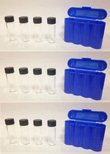 3 VIAL Carring CASE Holder Protector + 12 1 ozt GOLD VIALS Storage Vault BLUE