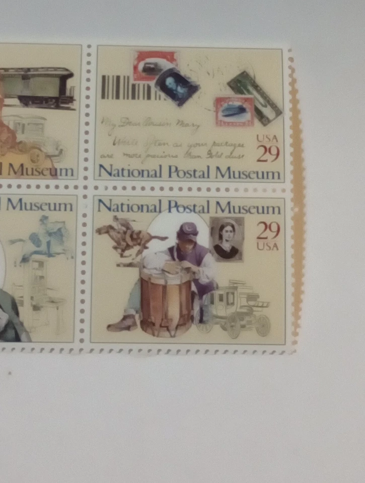 29 CENT MINT NH NATIONAL POSTAL MUSEUM STAMP BLOCK FV 1.16 CV 7.25 SC 2779-82 - Image 3 of 4