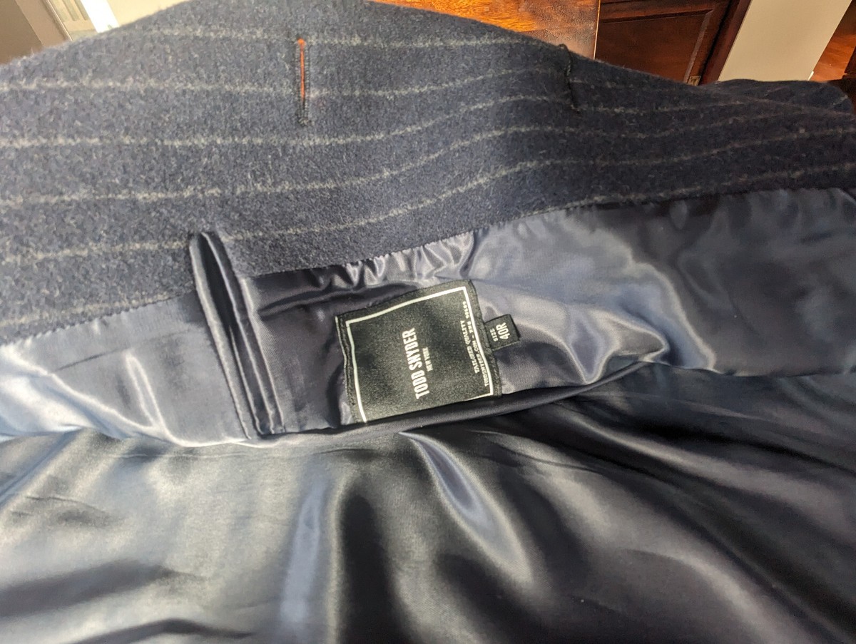 Todd Snyder Italian Single Breasted Peak Lapel Topcoat in Navy