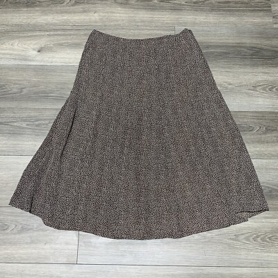 Emma James Brown & White Rustic Dots Design Flare Skirt SIZE 14 - NEW