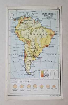 BARTHOLOMEW Chart of South American Population (1911 Book Plate)