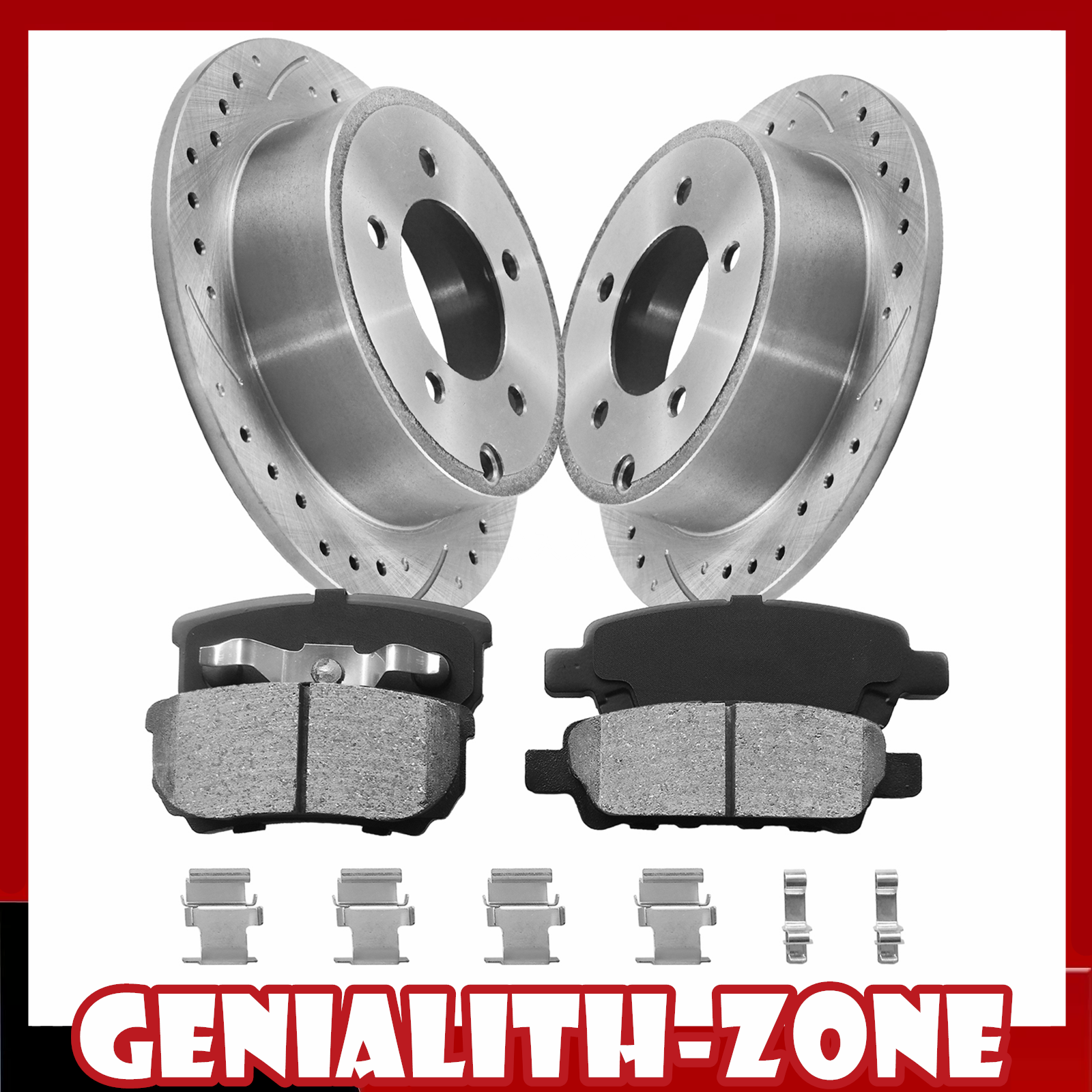 10.31 in Rear Drilled Rotors Ceramic Brake Pads for Jeep Compass Patriot Sebring