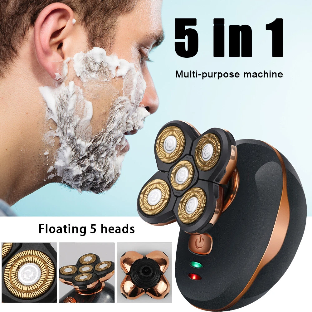 5 IN 1 4D Rotary Electric Shaver Rechargeable Bald Head Shaver Beard Trimmer