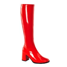 Sexy 3" Block High Heel Red Gogo Dancer Knee Boots Super Hero Costume GOGO300/R