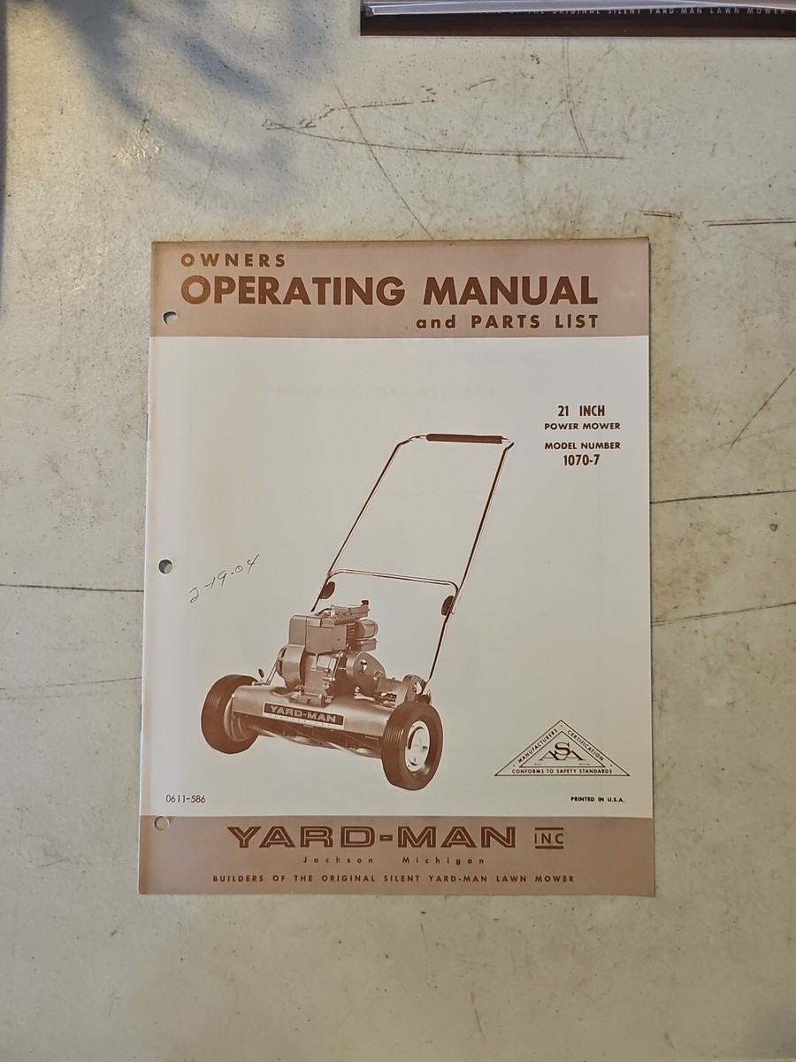 o9jy…mam Vintage Yard Man Operating Manual & Parts List. 1070-7 Power Mower