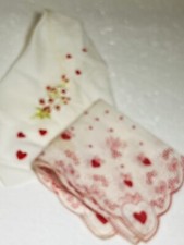Vintage Valentine's Day Handkerchiefs Hankies Hearts Embroidered Scallop Red Lot