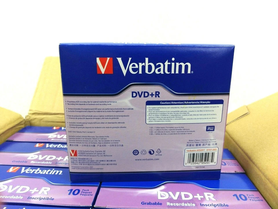Lot 0f (8) 10PK DVD+R Recordable Verbatim 120 Min 4.7GB/16x In Jewel Case - Image 4 of 4