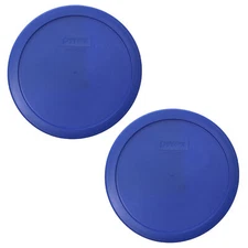 Pyrex 7402-PC Amparo Blue Round Plastic Food Storage Replacement Lid (2-Pack)