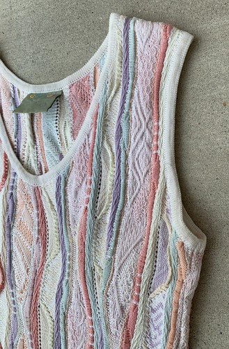 Vintage Coogi Sleeveless Sweater Dress Mini Multicolor Pastel Size L - Picture 13 of 24