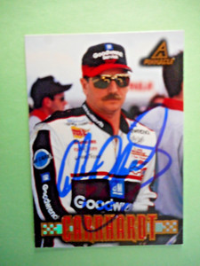 Dale Earnhardt signed 1997 Pinnacle #3 GOODWRENCH RCR Chevy 7x WC Nascar Card #3