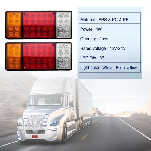2 Pcs LED Truck Trailer Tail Lights Tail Turn Signal Brake Light Running Reverse - Picture 9 of 12
