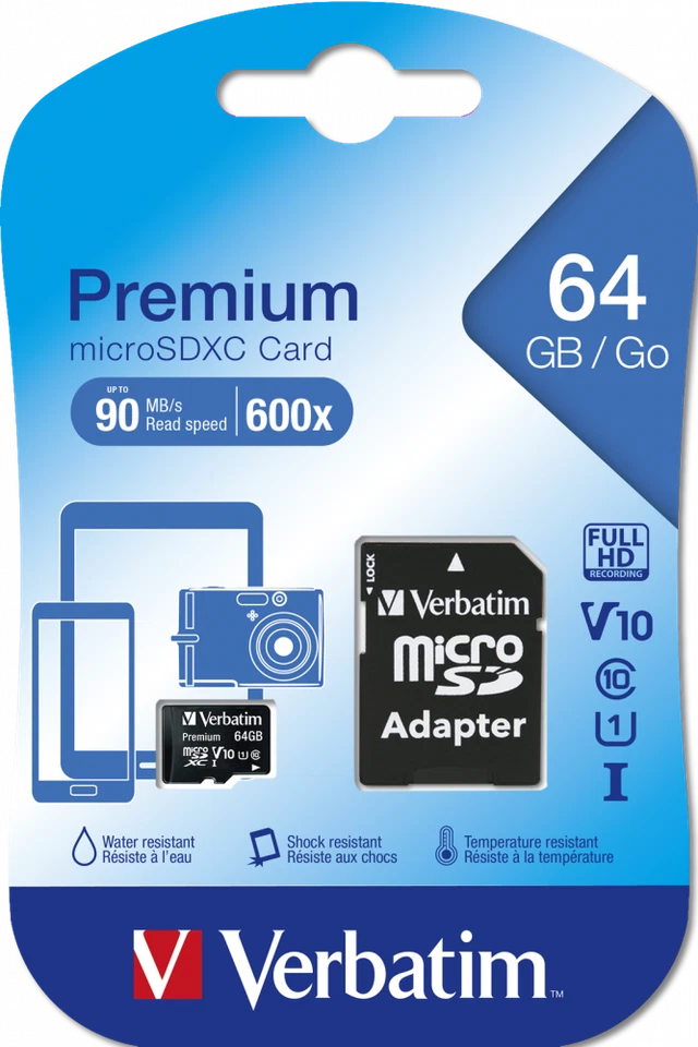 Verbatim MICROSD Premium Classe 10 Carte Mémoire 16GB 32GB 64GB 128GB 256GB - Image 4 of 4