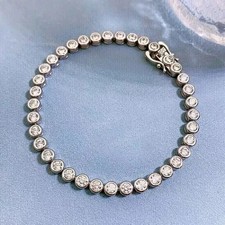 7Ct Round Cut Diamond Lab-Created Bezel Tennis Bracelet 14K White Gold Plated