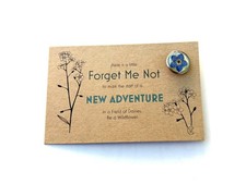 Forget Me Not Gift Set with Real Pressed Blue Flower Pin Badge, New Beginning...