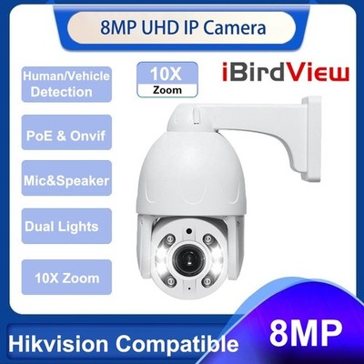 8MP 4K 10x Zoom Audio Outdoor Auto Tracking O-NVIF POE PTZ Security IP Camera