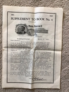 Antique 1925 Mixer Medicine Company 24-Page Supplement to Book No. 4