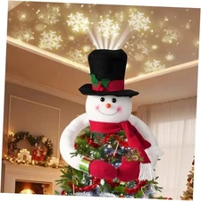 Lighted Christmas Tree Topper Christmas Snowman Tree Topper Projector 3D LED 
