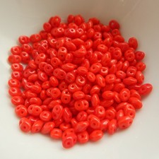 2x5mm SuperDuo Beads Opaque Red 10 grams Czech Glass